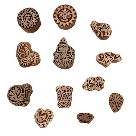 Set of 12 Piece New Mix Wooden Printing Blocks